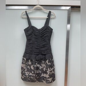 Rebecca Taylor Black and Gray Bodycon Mini Dress Sweetheart Neckline Size 8